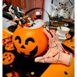 Halloween Kurpitsa Karkkiämpäri Valolla & Äänellä