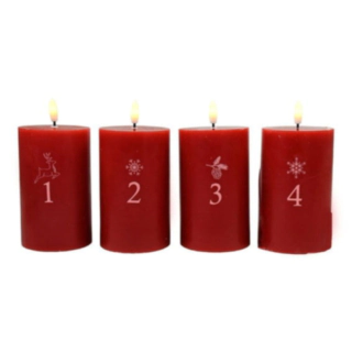 Punainen Adventtikynttilä LED-valolla