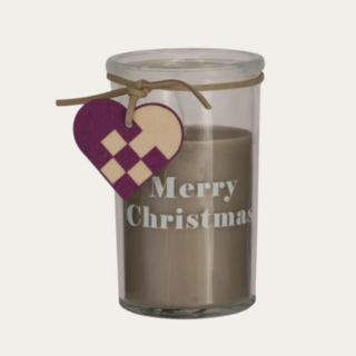 Merry Christmas Kynttilä Lasissa Beige