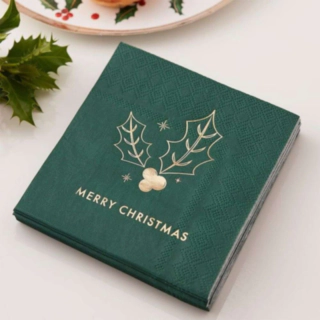 Merry Christmas Cocktail Lautasliinat Vihreä/Kulta