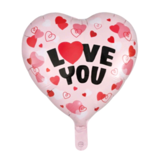 Love You Sydänfoliopallo Vaaleanpunainen