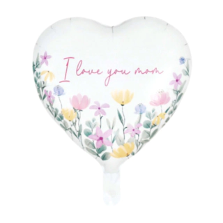 I Love You Mom Sydänfoliopallo Valkoinen