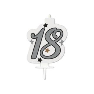 18-vuotiskakkukynttilä Hopea