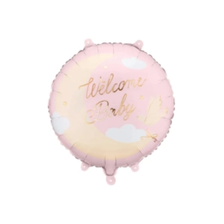 Welcome Baby -foliopallo, vaaleanpunainen