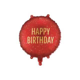 Happy Birthday Pyöreä folioilmapallo tummanpunainen