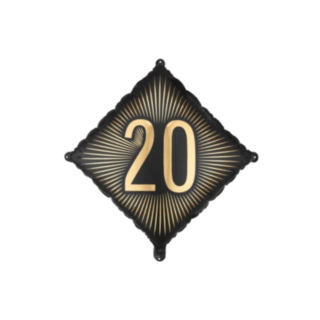 20-vuotis neliöfolioilmapallo musta/kulta