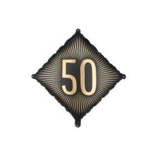 50-vuotis neliöfoliopallo musta/kulta