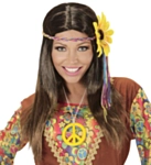Ruskea hippiperuukki kukkakoristeella