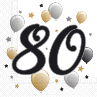80-vuotisjuhlien servetit