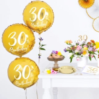 Pyöreä 30th Birthday Foliopallo Kulta