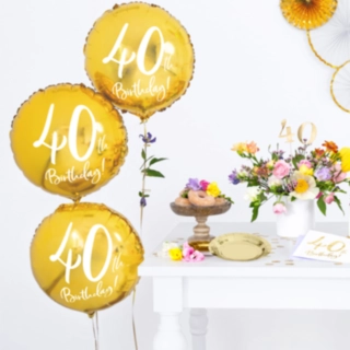 Pyöreä 40th Birthday Foliopallo Kulta
