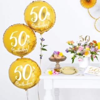 Pyöreä 50th Birthday Foliopallo Kulta