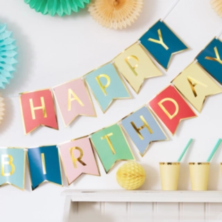 Kultareunainen Happy Birthday Viirinauha