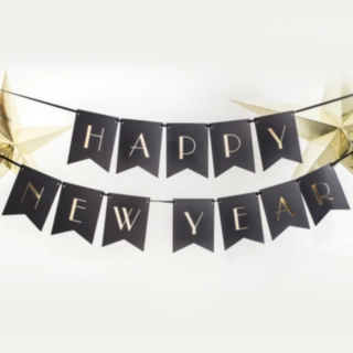 Happy New Year Viirinauha Musta/Kulta