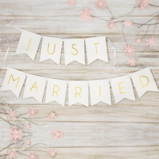 Just Married Lippuviirinauha Valkoinen/Kulta