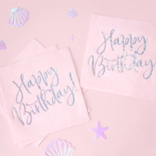 Vaaleanpunaiset Happy Birthday -servetit