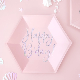 Happy B'day Pahvilautaset Vaaleanpunainen